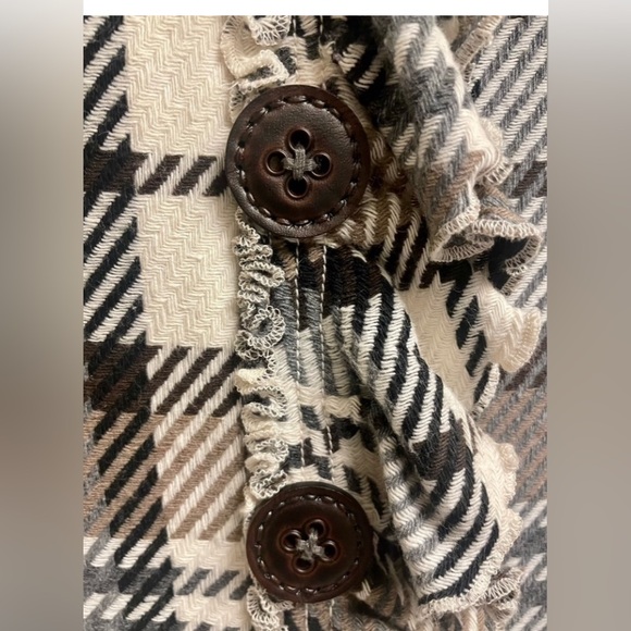 Etcetera Ruffle Front Plaid Blazer w/ Leather Detail - Picture 5 of 10